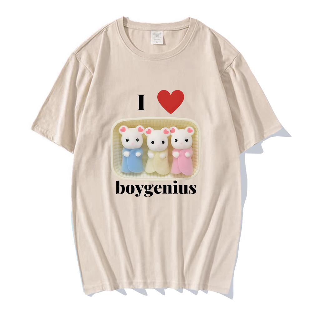 I Heart Boygenius Calico Critter Baby Design T-shirts for Women Men Cute Cotton Tshirts Anime Print Soft O-neck Tees Summer Tops