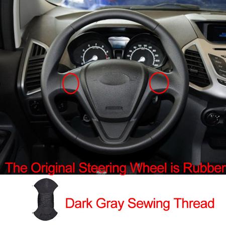 Hand Sewing Car Steering Wheel Cover For Ford Fiesta 2008-2016 2017 Ecosport 2014- 2015 2016 2017 Braid on the Steering wheel