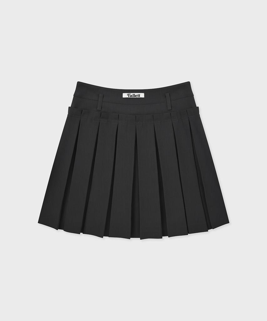 Pallet Double Layered Pleated Skirt Charcoal