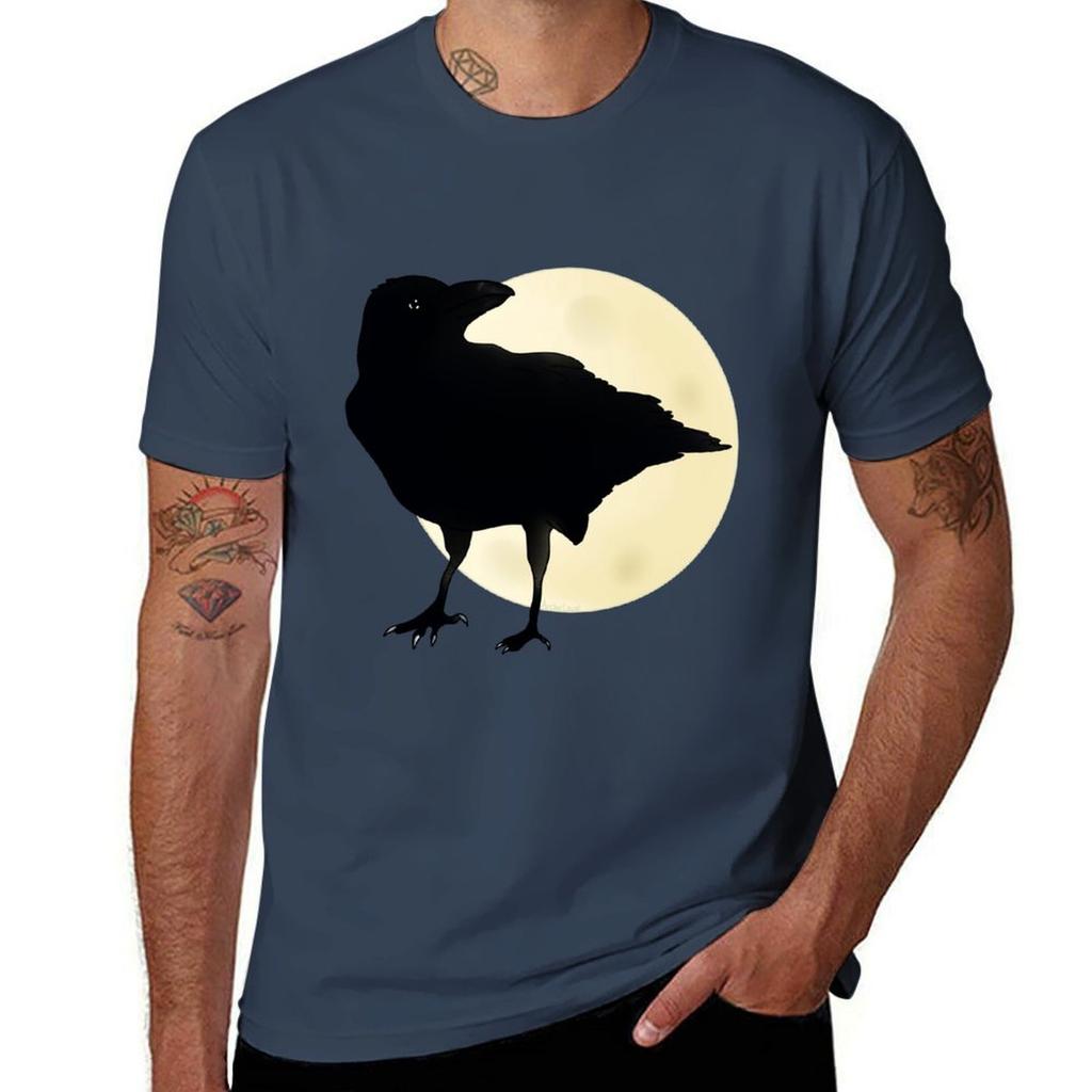 A Crow At Night Tshirt Trendy Print Short Sleeve Tshirt