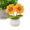 Sunflower Hand Woven Potted Creative Wool Knitting Flower Sunflower Decorations Sunflower Knitted Flower Crochet Decor Gift