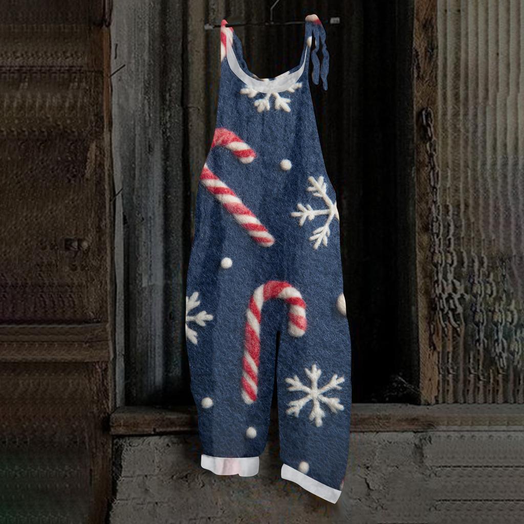 Women's Jumpsuit Halloween Print  Casual Loose Vintage Shoulder Strap Cotton Linen