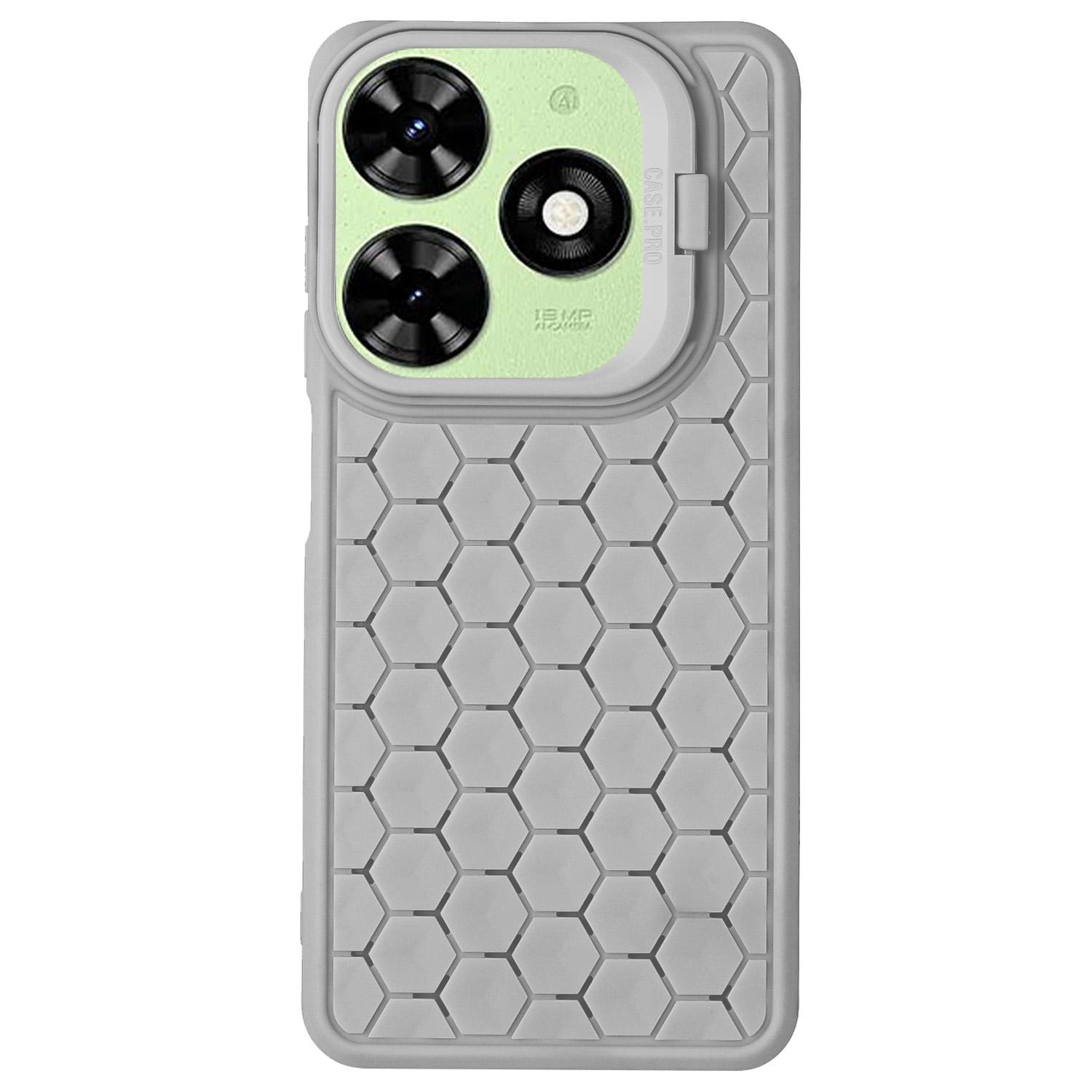 

For TECNO Spark 20C TPU Case Kickstand Phone Cover Heat Dissipation Grey