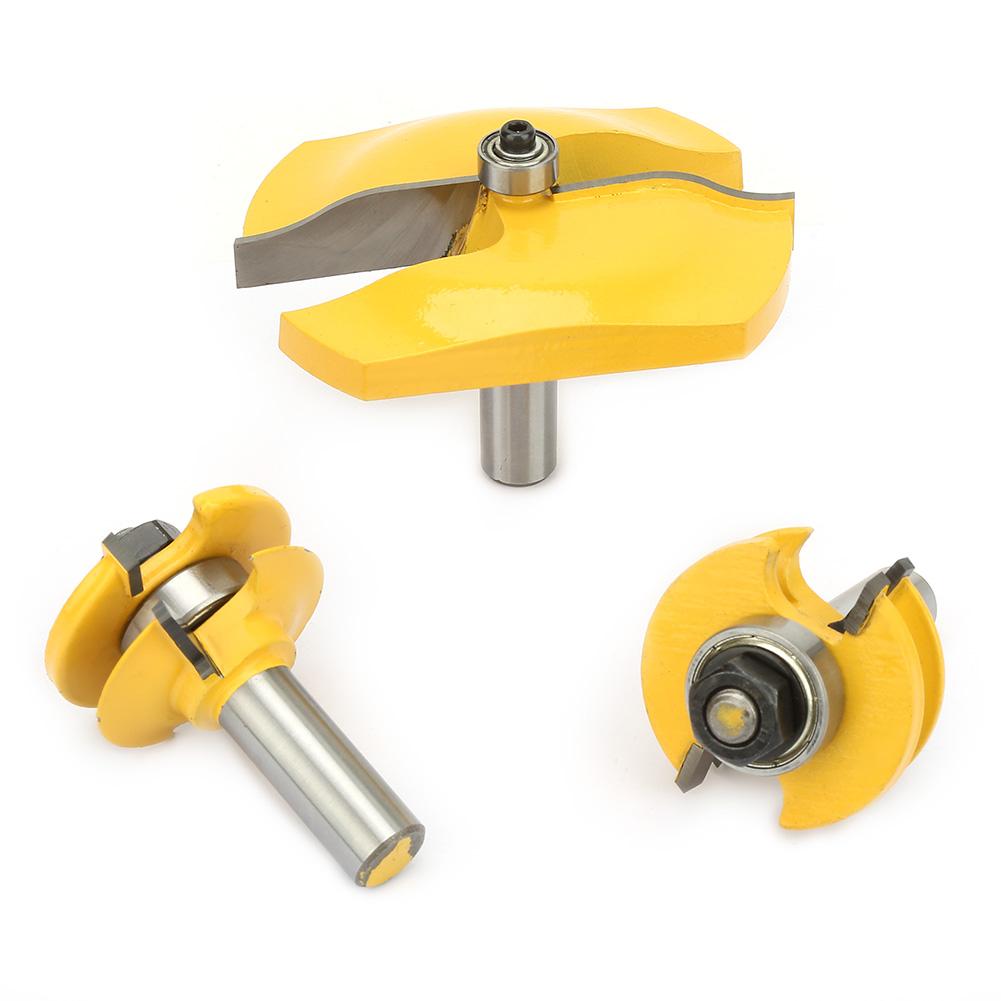 3pcs 12" Shank Ogee Raised Panel & Ogee Rail and Stile Router Bit Set Woodwork Milling Cutter