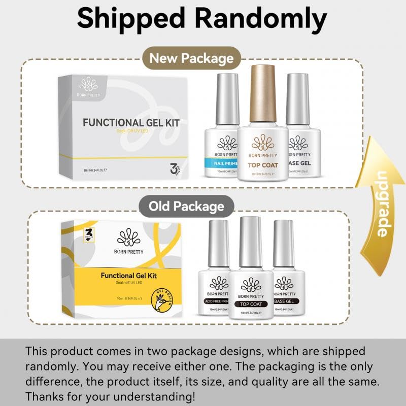 The BORN PRETTY Gel Nail Polish Set includes a base top and This set is and compatible with coat, coat, adhesive. 3-piece wipe-free, long-lasting,