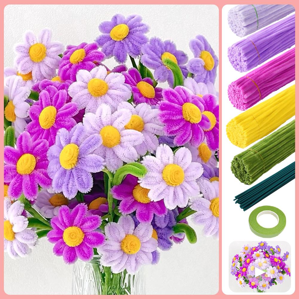 271/321pcs DIY Daisy Flower Craft Kit - Pipe Cleaner Crafting Supplies for Adults, Chenille Stems Perfect for Wedding Bouquets