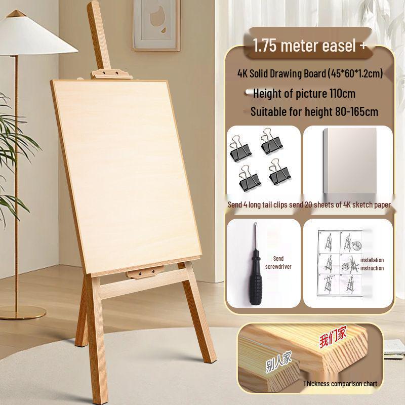Wooden Tripod Floor Easel for Oil Painting - Foldable Art Student Stand