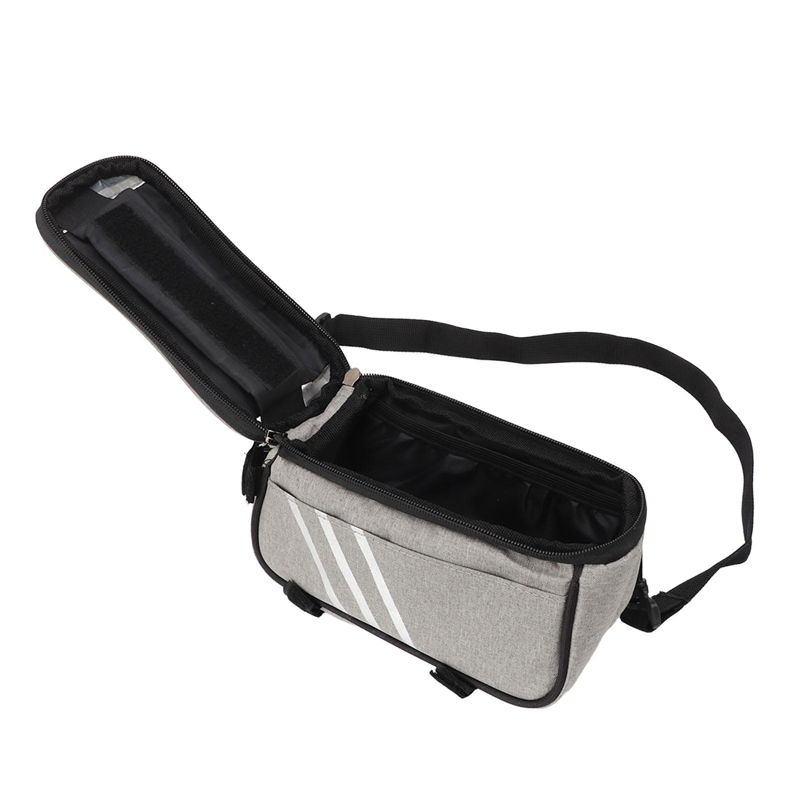 

Bike Phone Front Frame Bag Grey 600D Frosted Cloth Large Capacity Waterproof Bike Phone Holder for