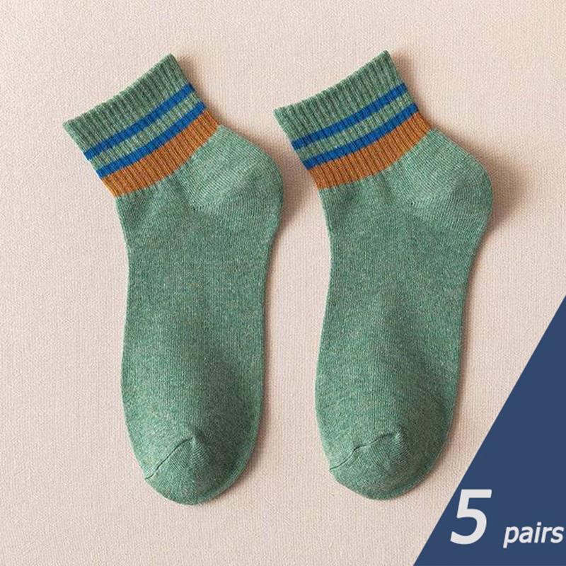 

LKWDer Brand 5 пар осенне-зимних мужских термоносков, однотонные, в полоску, модные, повседневные, хлопковые, впитывающие пот, толстые, удобные EUR 38-43