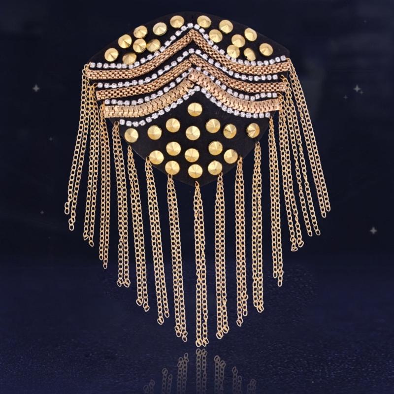 Metal Shoulder Embellishments Crystals Fringes Decorations For Evening Gowns And Handmade Craft