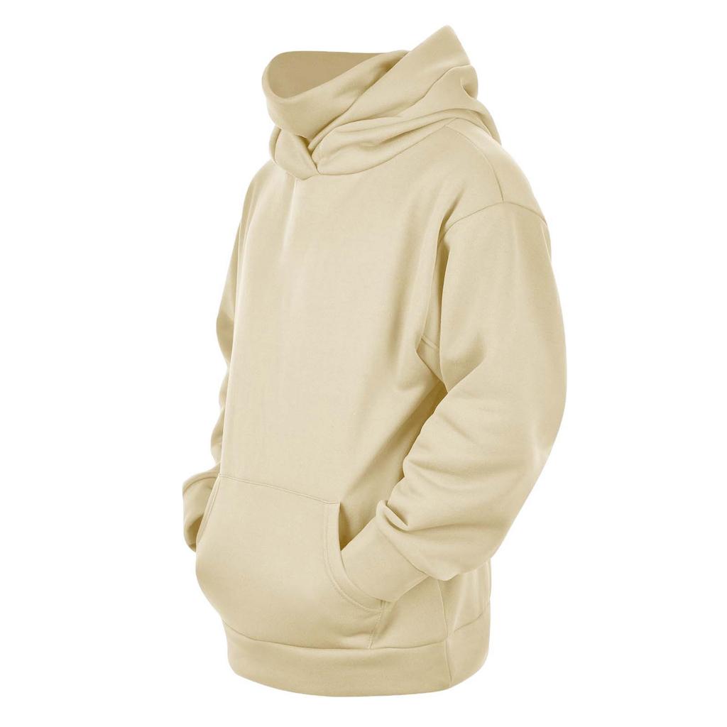 Men's Fashion Solid Color Long Sleeved Hooded Pullover With Pockets Casual Adult Sweatshirt Top