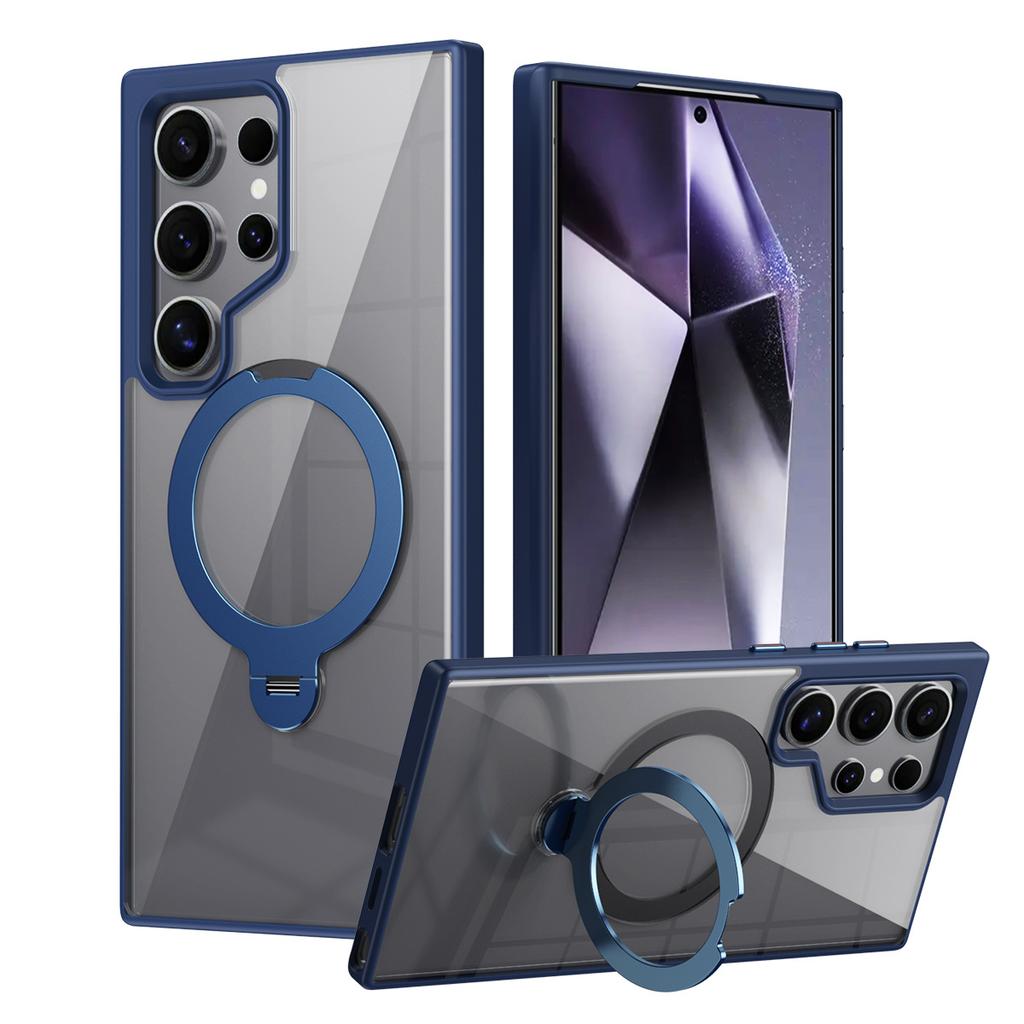 Suitable for Samsung S24ULTRA Mobile Phone Case Thin 360 Rotating Non Inductive Flat Bracket Magnetic Suction PC Sheath