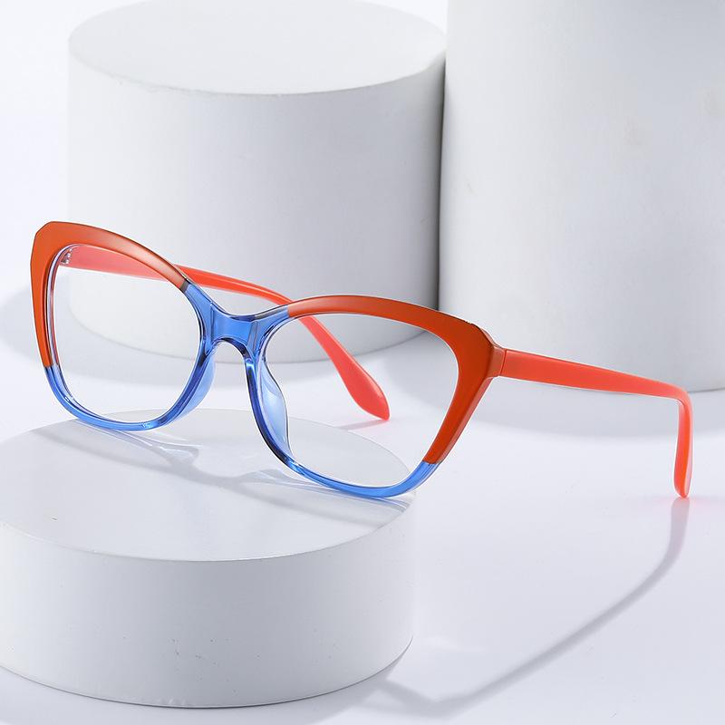 Tr90 Anti-Blue Cat Eye Flat Mirror Contrasting Colors Personalized Plain Simple Glasses Frame Glasses Frame