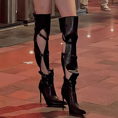 Fashion Shoes for Women 2024 Latest Model Hollow and Breathable Women's High Boot Sexy Pointed Toe Stiletto Stripper Shoes Zapatos Mujer