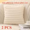 Funda de Cojín Cuadrada de Piel Sintética de Conejo Grande Gruesa Rayada Súper Suave Color Sólido Funda de Almohada 45x45cm Decoración de Sofá Funda de Cojín