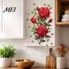 Easy Application Flower Wall Decor Red Rose Sticker, Watercolor Floral Peel and Stick Decal for Creative Soft Decoration Gifts Living Room Bedroom,