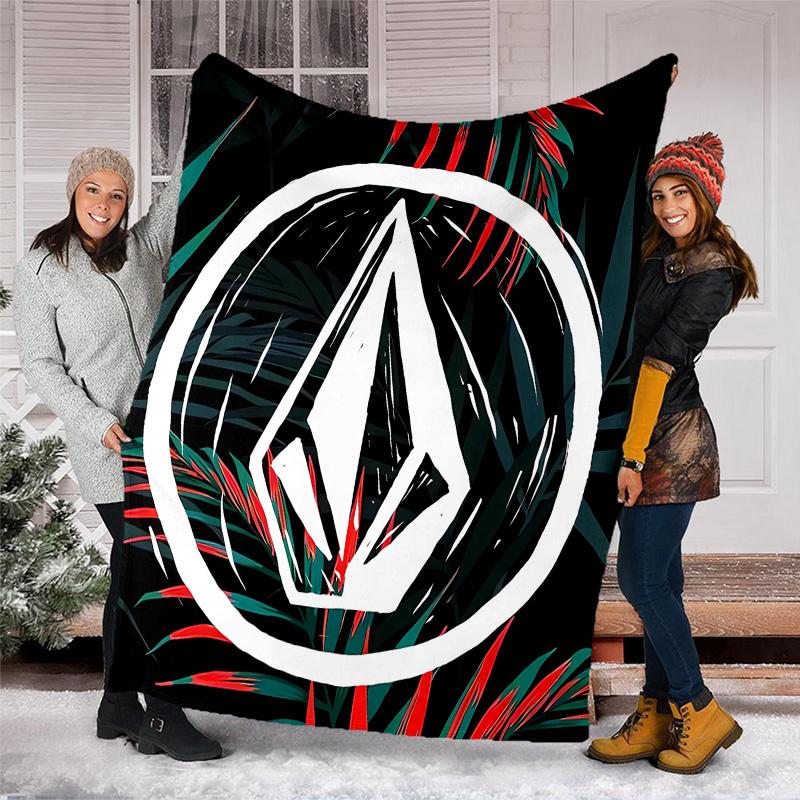 V-VOLCOM LOGO4 printed throw blanket—lightweight,soft,warm;versatile blanket for all seasons—perfect as &air-conditioning throw,nap blanket