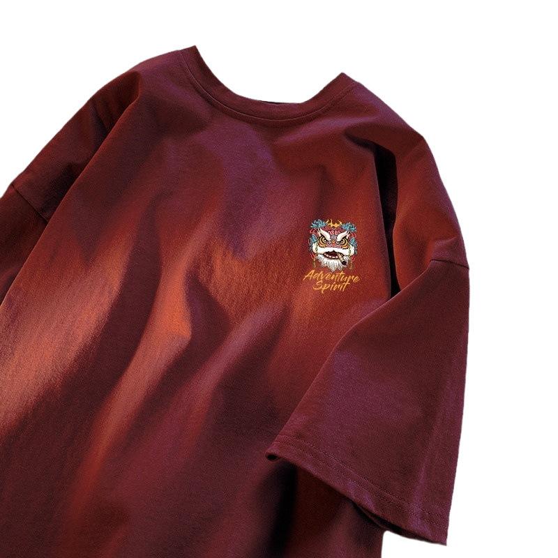 Clothes for Dragon Year New Year Red Short Sleeved New Year Clothes for Teenagers High School Students Cotton T-shirts Male