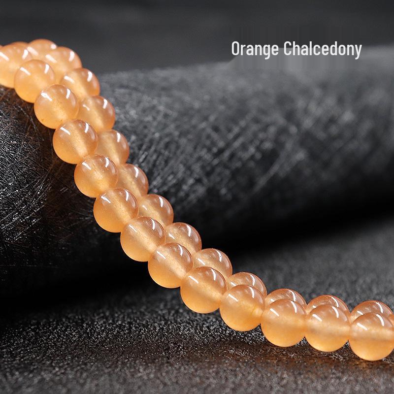 Orange Chalcedony Round Beads - Natural Stone DIY Accessories & Ornaments 6mm, approx. 62 beads, approx. 20g