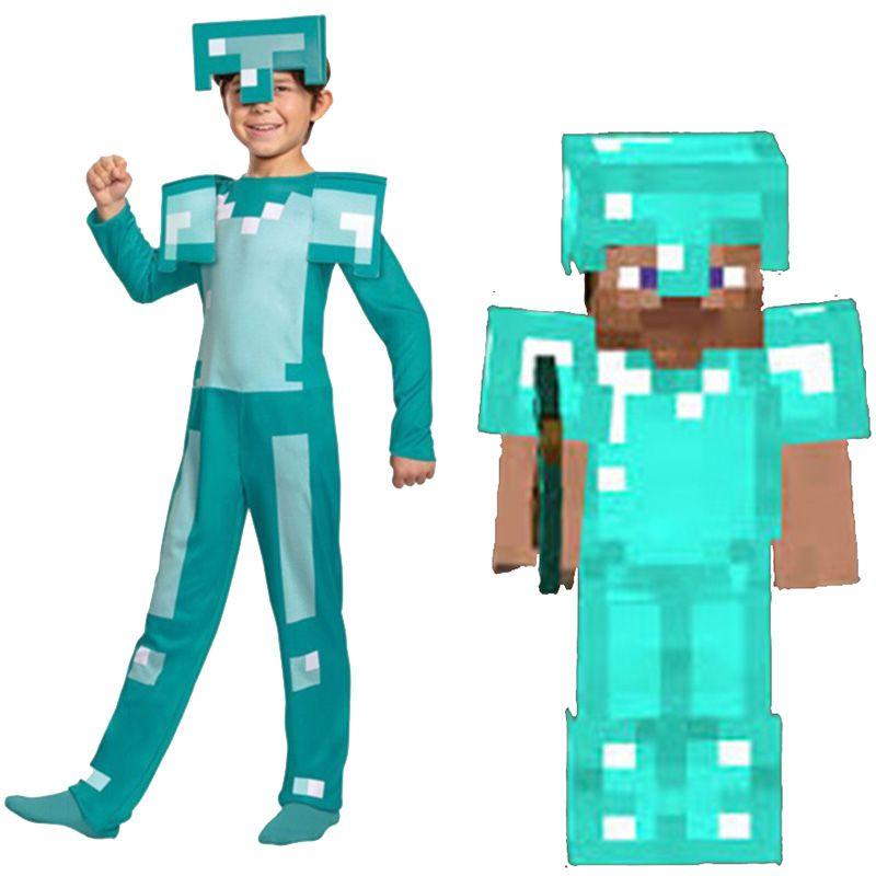 Minecraft Steve Armor Child Cosplay Costume Jumpsuit For Boys And Girls Perfect For Halloween And Dress Up Events