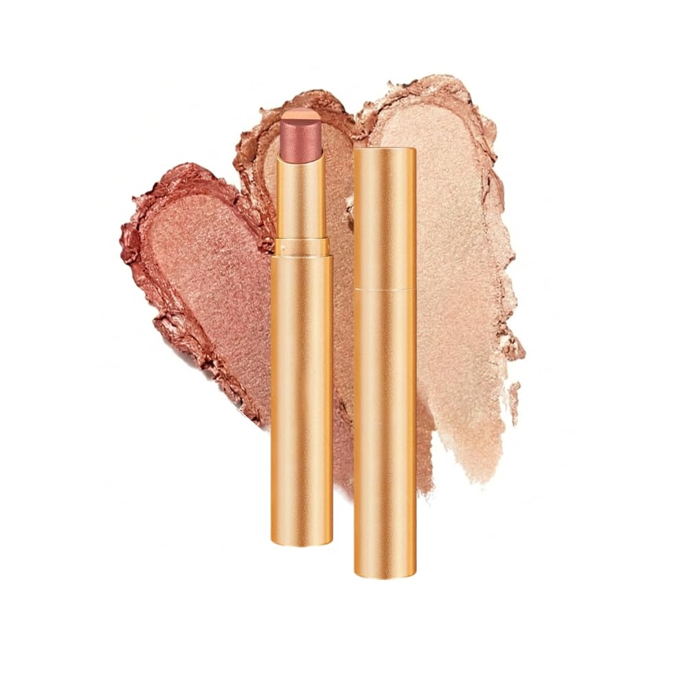 Four-color eyeshadow stick set, creamy eyeshadow stick waterproof and long-lasting, 3-in-1 gradient eyeshadow stick with matte and shimmer effects