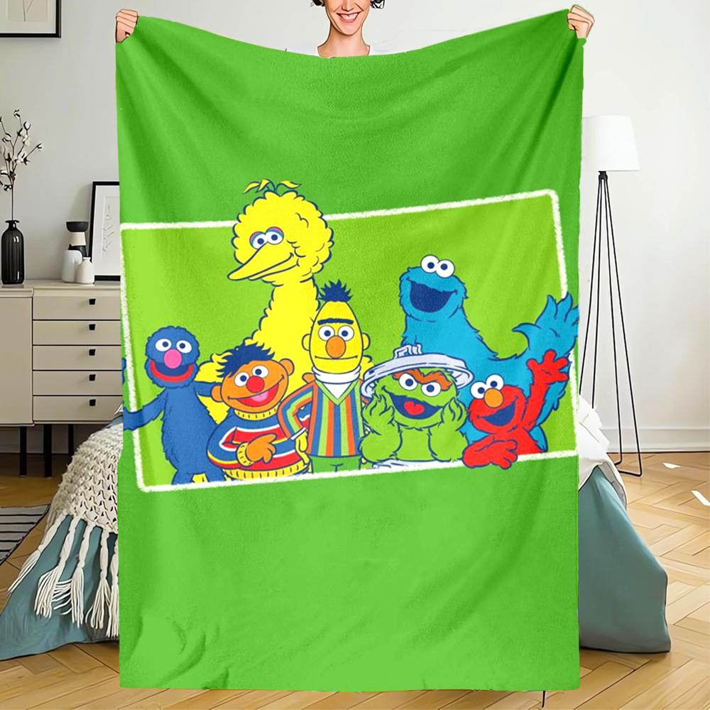 Sesame Street Theme Printed Blanket - Perfect for Couch, Bed, Travel & Outdoor Use | Machine Washable, Cozy & Durable.