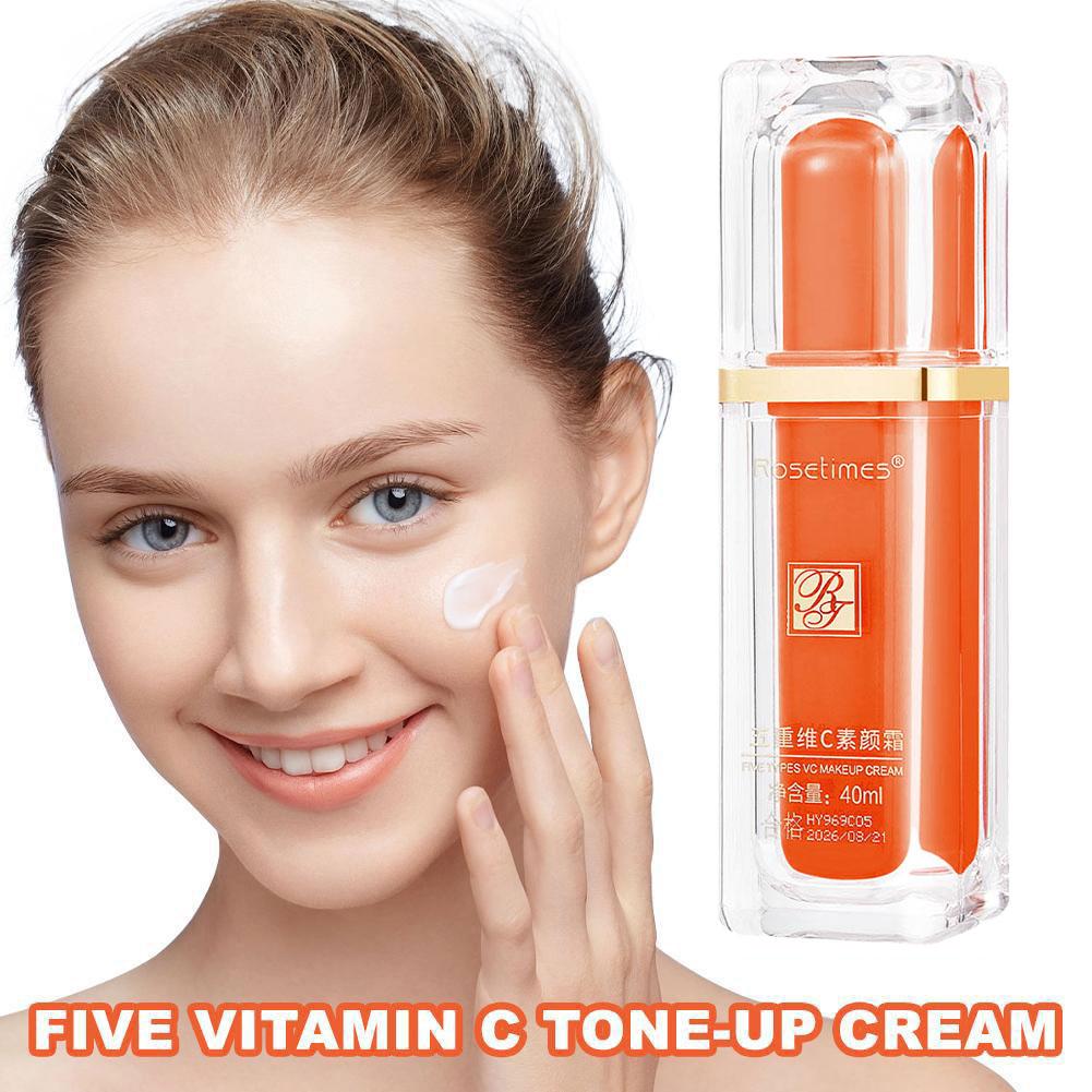 Five Vitamin C Brightening Cream Primer Primer Brightening Moisturizer Care Cream Natural Skin X3Y2