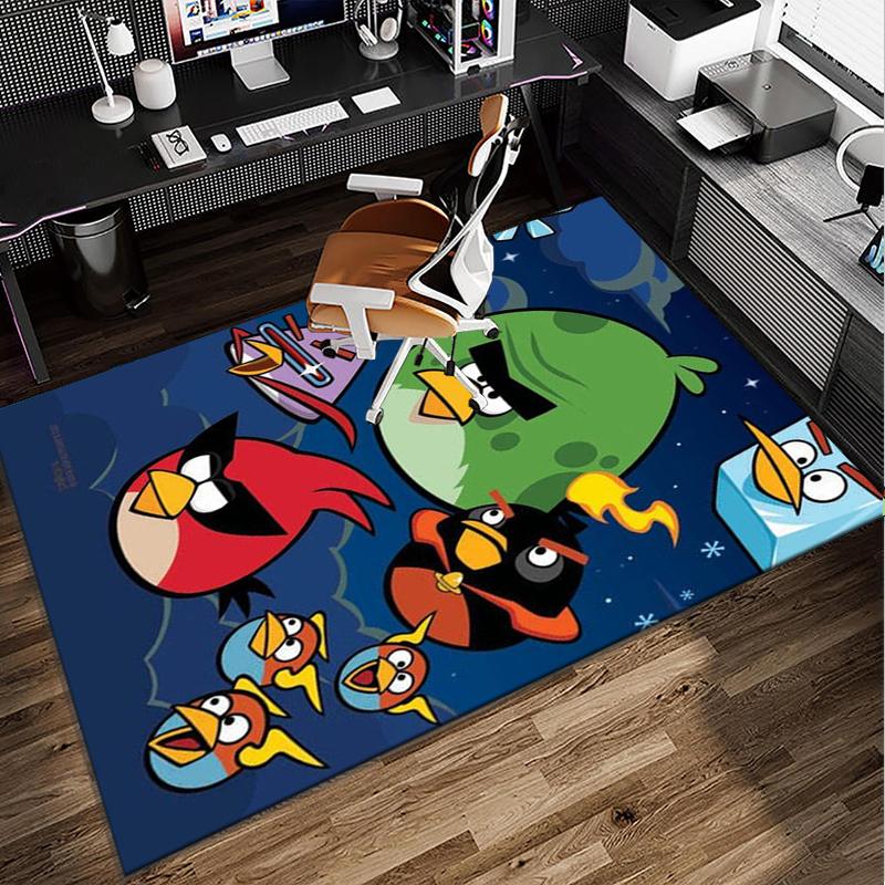 Red Birds Characters Collage Office Rug Chair Mat, Game Carpet, Suitable for Front Door, Bedroom, Living Room, Desk, Holiday Gift