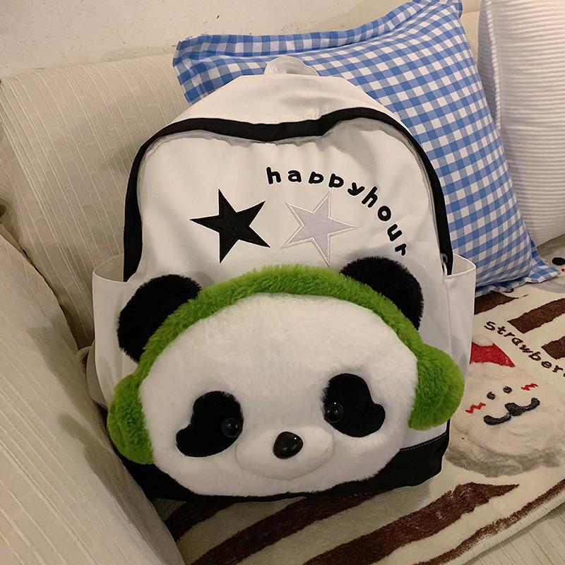 

Кукла Медведь Повязка на Голову Панды Наушники Звезда Письмо Рюкзак Дизайн на Молнии белый