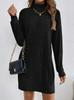 /Winter Knit Casual Long-Sleeve High-Neck Loose-Fit Comfortable Women's Dress