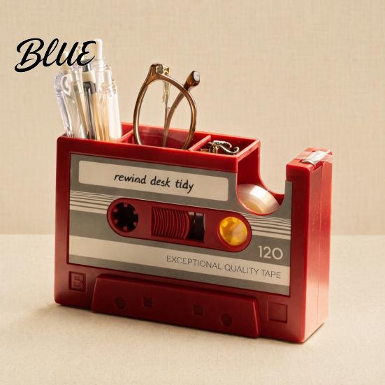 Retro Tape Shape Pen Holder Cassette Holder Creative Desk Organizer with Slots