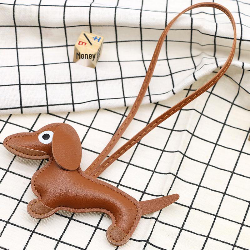 Dackel-Lederanhänger: Süßer Welpen-Schlüsselanhänger und Auto-Ornament für Paare.