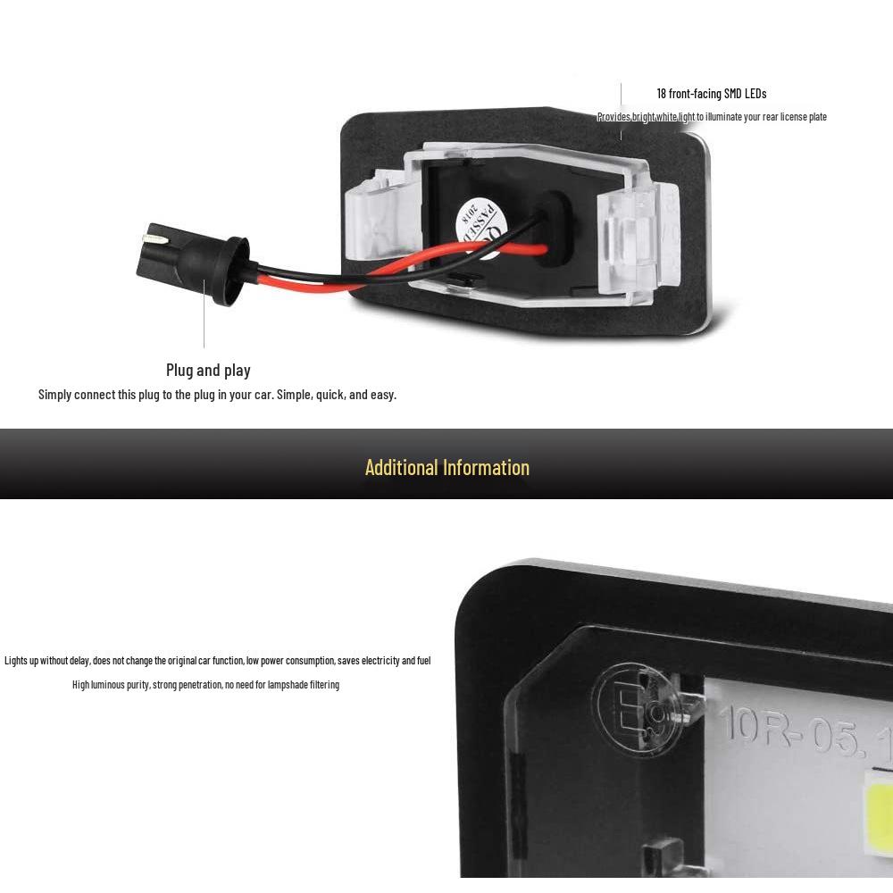 2x 18-LED Black License Plate Lights for Ford Escape/Kuga, Mercury, Mazdas MX-5/MPV