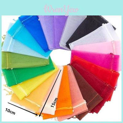 Pure Color Mesh Gift Bag For Jewelry Packaging With Drawstring Closure Suitable For Crafts And Gifts