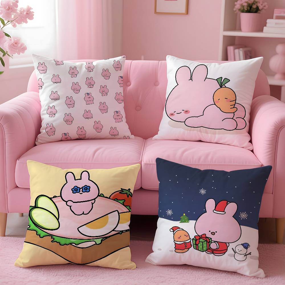 Cartoon A-Asamimichan Cute Bunny Pillow Case pattern printing pillowcase living room sofa cushion cover bedroom room decor