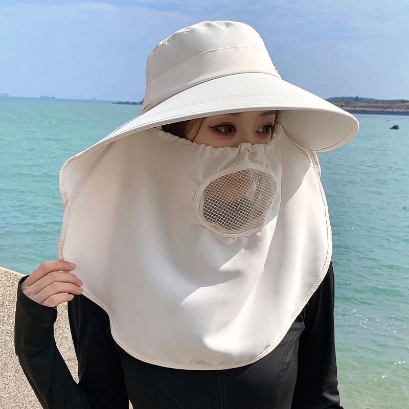 New Summer Outdoor Cycling Tea Picking Breathable Neck Protection Shawl Hat Full Face Sunscreen Hat Big Edge Sun Hat