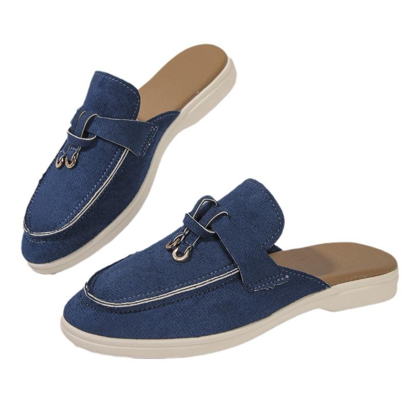 Jarní Nové Dámské Boty Mules s Uzavřenou Špičkou a Páskem přes Patu, Ležérní Nazouvací Outdoorová Obuv