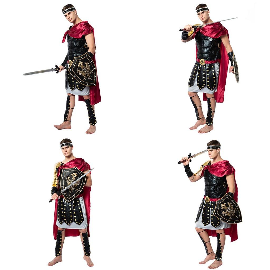 Roman Warrior Costume For Stage Performance With Polyester Fabric For Halloween