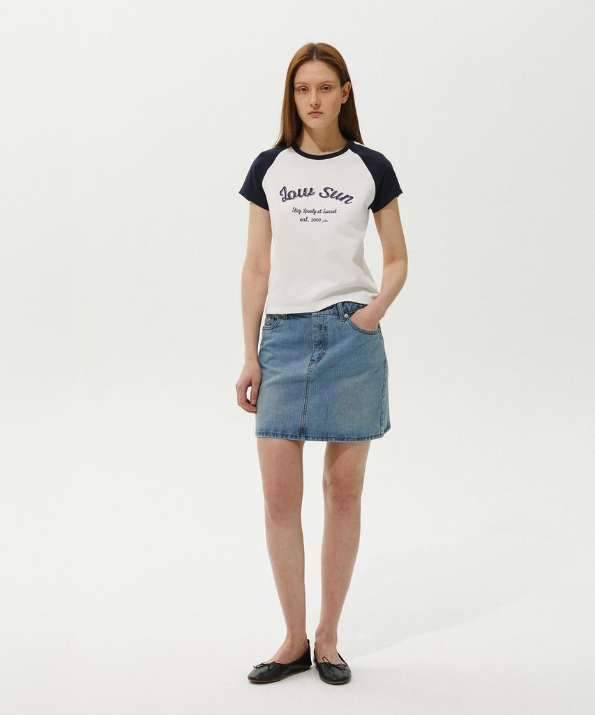 PLAC WOMEN Vintage Washed Denim Mini Skirt Light Blue