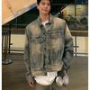 Waschwasser und machen alte Retro dreidimensionale Schnittführung Herren locker lässige Denim trendige Denimjacke