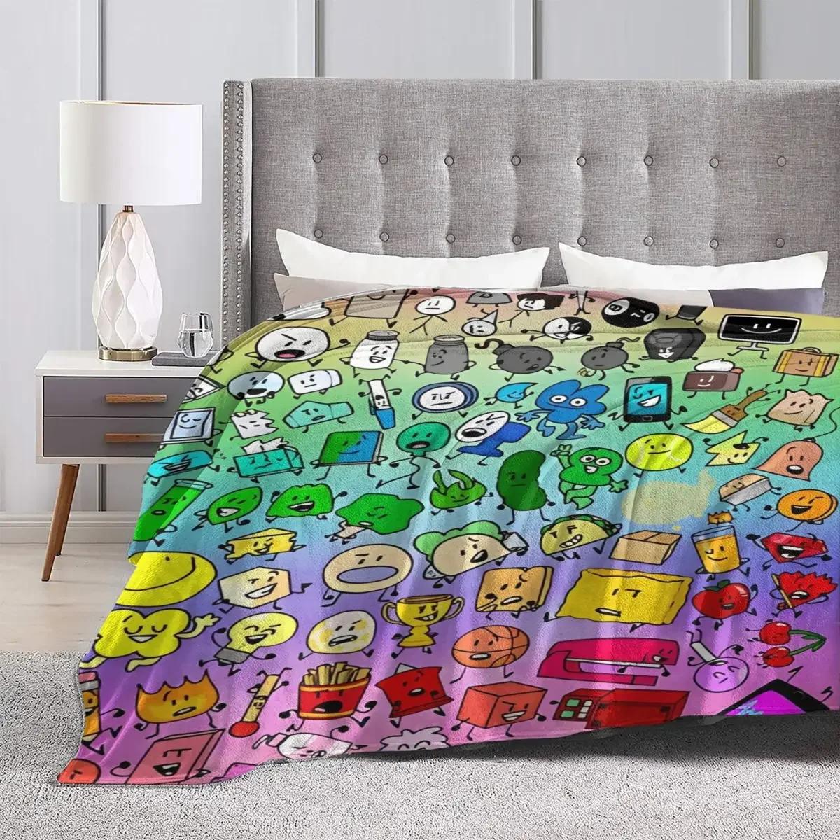 Tinika Chen Unisex Bfdi Inanimate Insanity All Characters Super Warm Blanket Decorative Plush Throw Blanket Graphic Couch Chair Flannel Bedspread
