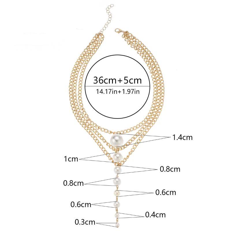 Fashion Chain Pearl Necklace For Women Baroque Pearl Metal Charm Pendant Necklaces Irregular Sweater Chain