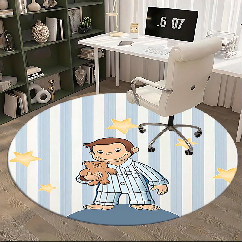 Curious George,Pajamas Chair mat Round Rug Office carpet, Machine Washable, Non slip, Suitable for Living Rooms, Bedrooms