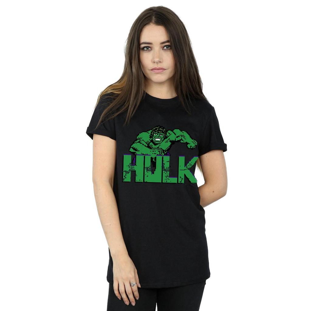 Marvel Womens/Ladies Hulk Pixelated Cotton Boyfriend T-Shirt