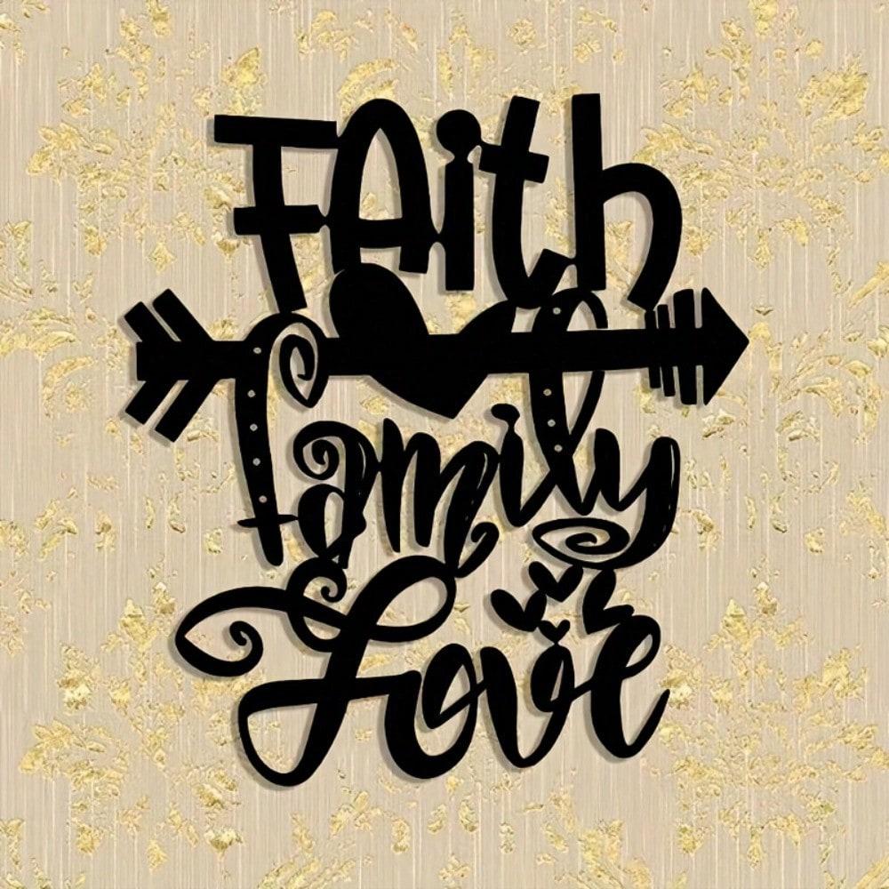 Metal Family Faith Wall Art for Home, Office, Patio - Christmas & Halloween Decor