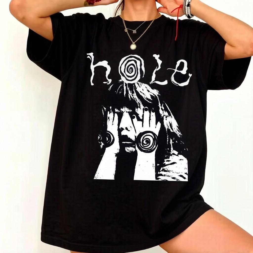 

Band Pattern Tshirts Cute Shirts Fashionable Shirts Gothic Style Holey Tshirt Neutral Cotton Shirts 90s Style Band Shirts 4XL