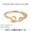 EMANCO Birthstone Initial Custom Ring Open End Ring Stainless Steel Name Custom Jewelry Women's Ring