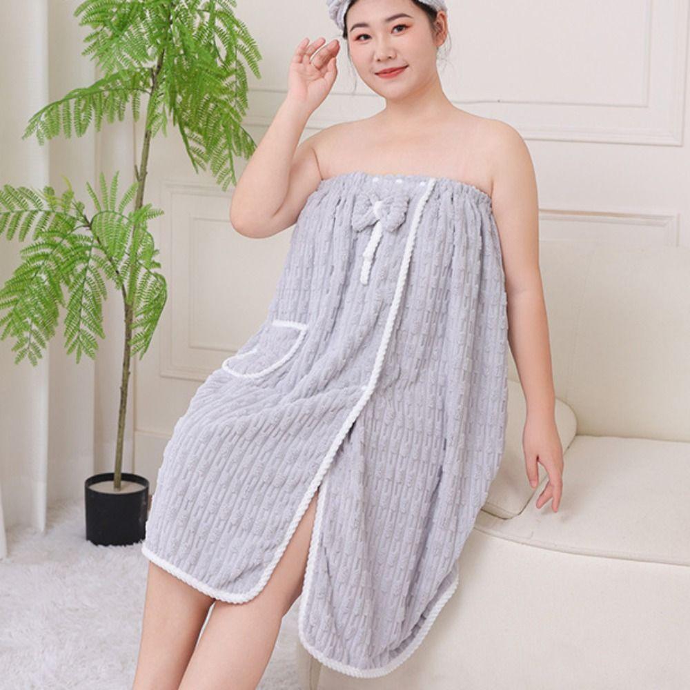 Sweet Soft Lady Bathrobe Plus Size Thicken Warm Velvet Bath Skirt Beach Towel Bathroom Supplies Plush Wrap Shower Skirt Home