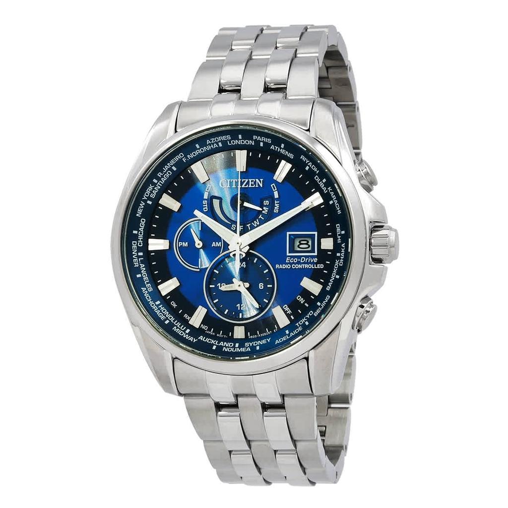Citizen Perpetual Alarm World Time GMT Blue Dial Watch Eco-Drive Men's AT9120-89L