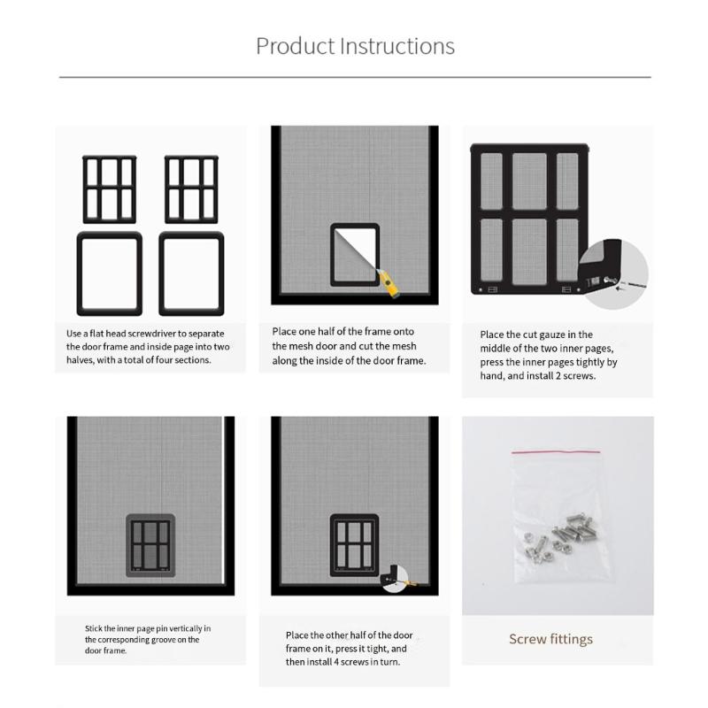 Cat Door Flap Free Entry and Exit Locking Cover Screen Door Mounted Clear Flap Get-in-anytime Upgraded Door